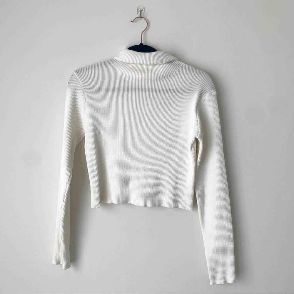 ROMWE White Ribbed Turtleneck Sweater